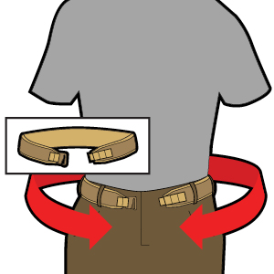 Feed inner belt through belt loops