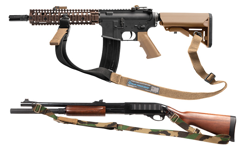 Custom Gun Sling Colors on a shotgun and rifle