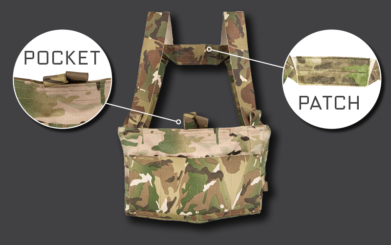 Pocket and Patch space shown on chest rig