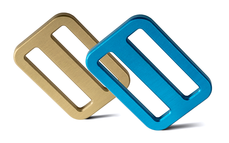 Machined pressed Aluminum Hardware in Blue and Brown