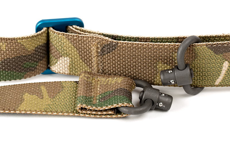 Unpadded sling with sewn-in qd swivels detail