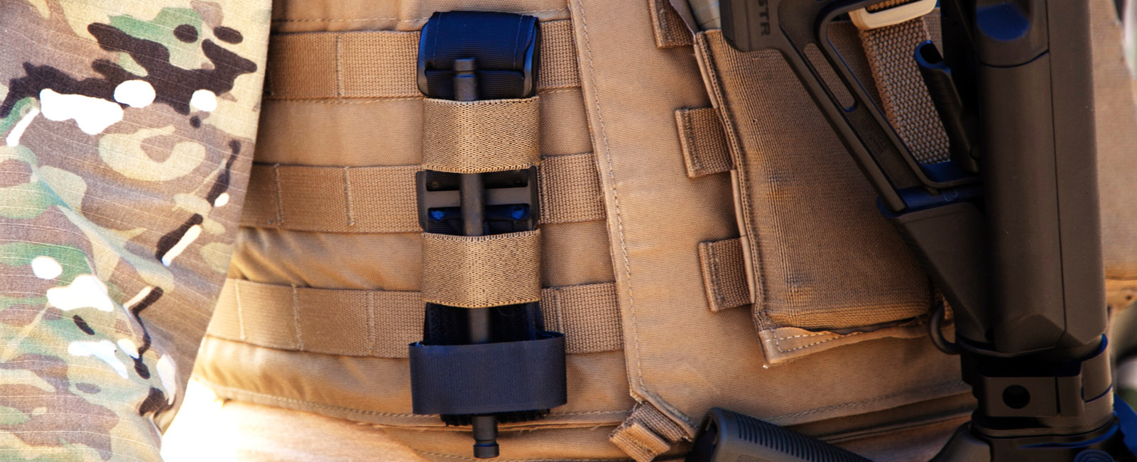 Side of Plate Carrier with tourniquet holder in MOLLE fields