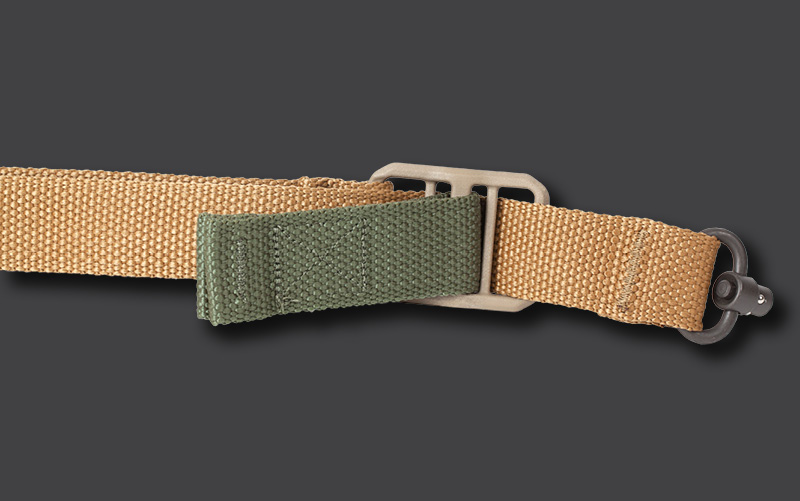 The Quick Adjuster - Contrasting Pull Tab OD Green on sling