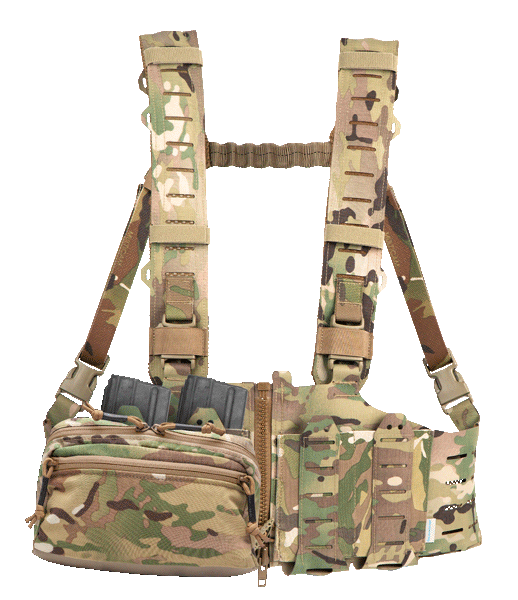 Chest rig with low profile pouch and mag pouches